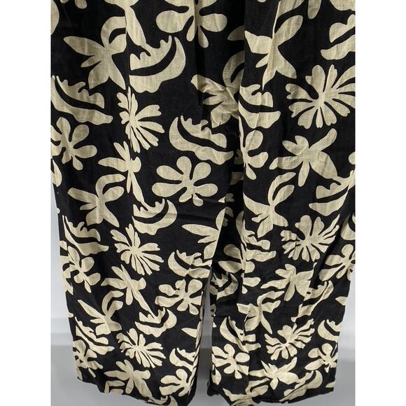 LOST & WONDER Women's Black-Beige Tropic Flair Printed Crewneck Jumpsuit SZ L - Picture 8 of 12